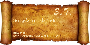 Sulyán Tünde névjegykártya